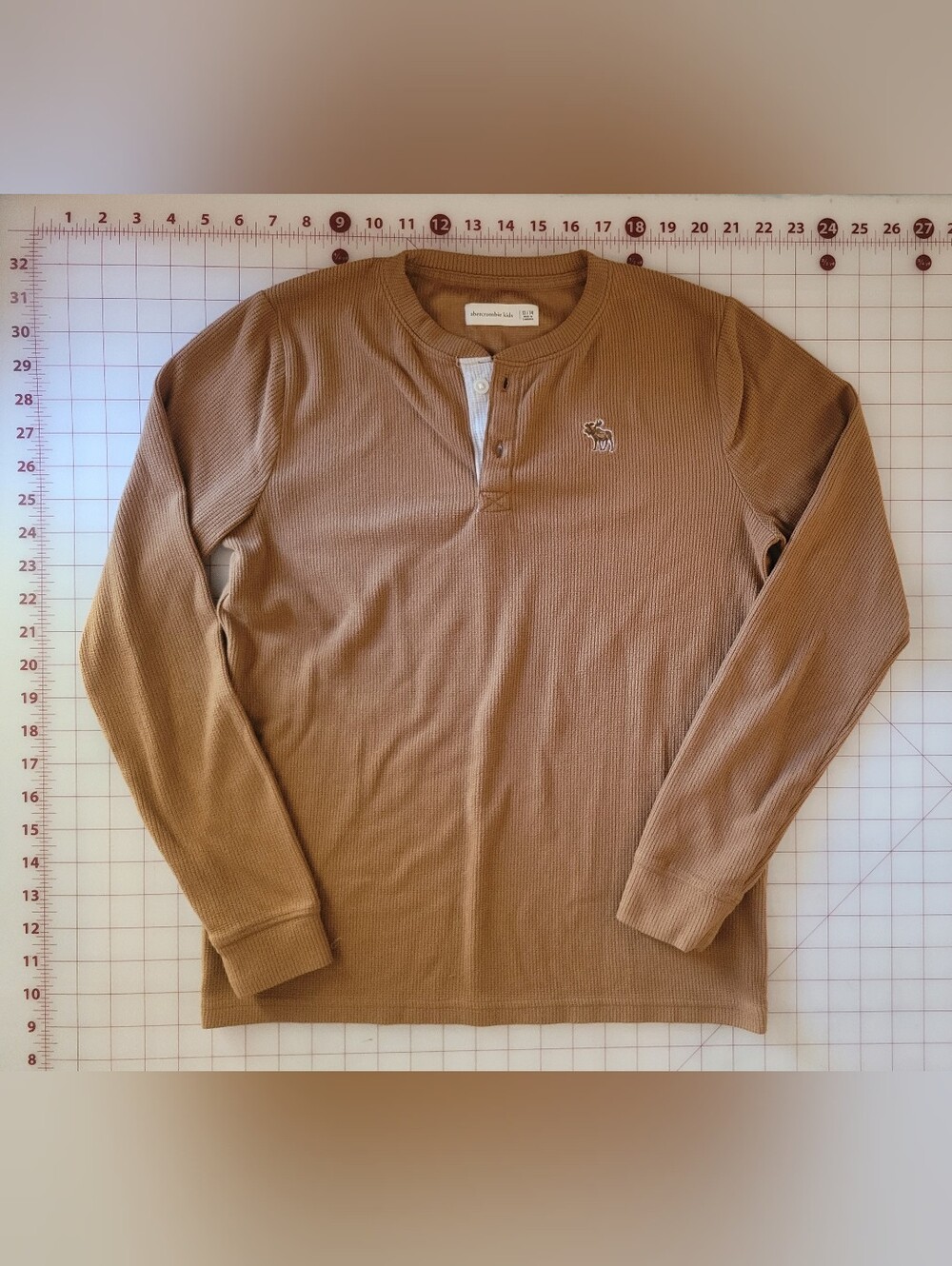 Abercrombie Kids Long-Sleeve Shirt in Burnt Orange/ Camel Brown